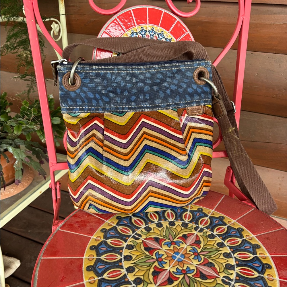 Fossil Multicolor Chevron Crossbody Bag